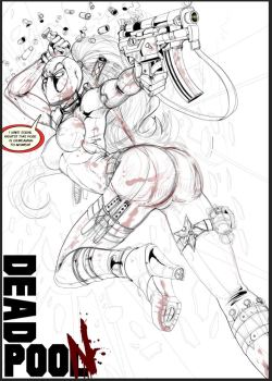 shadbase:  shadbase:Full Deadpoon series including unreleased Black and White sketch versions, done for Shadbase.  Remember when ISIS raped Lady Deadpool?