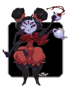 krimxonrage:  What the heck, Muffet, you’re gonna spill tea all of the place??—20170119, Art © KrimxonRage 2017 Commission Info  Patreon  