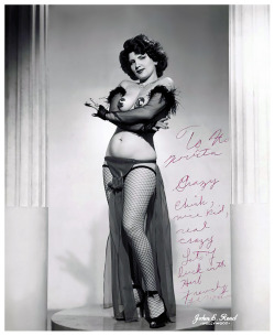 Frenchy LeVonne         Vintage 50’s-era promo photo personalized to friend and fellow dancer, Novita: “To Novita — Crazy Chick, nice kid, real crazy.. Lots of luck with Herb — Frenchy LeVonne”..