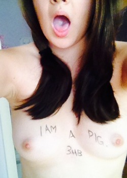 masterofpigs:  ihaveadino wants you to know that she is a pig and that she has 34B tits. If you haven’t read her blog you should. She’s a lot of fun.  Hmmm,my Wife to&hellip;