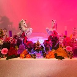 emiunicornn:  Love Potions and unicorn magic 🦄💖🌙 image via @eatonhouseessex  #unicornmanor #love #unicorn #flowermagic #pink #cosmic #magic 