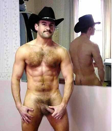 Naked man wearing cowboy chaps