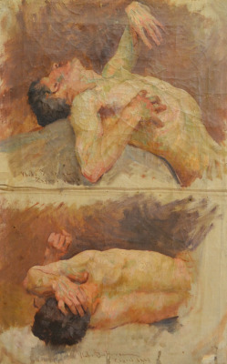 Vlaho Bukovac (1855–1922) - Two oil-studies of male nudes, Zagreb, 1887.