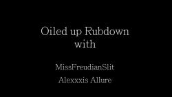 missfreudianslit:  Watch as Alexxxis and Fiona destroy their bras and panties as they cover their bodies in slippery coconut oil! It drizzles out and coats them and they can’t help but take off their oil-ruined bras and rub on each other as they moan
