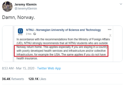 gahdamnpunk:    Lmfaaooooo Norway just called the US a dusty ass bitch  and they ain’t wrong 