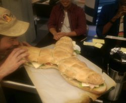 In honor of our new episode tonight&hellip; the Steven Crewniverse also ate&hellip; a THREE-WAY SUB!WWWHHHYYYYYYYYYYYYYY don’t you join us for a bite?(food prep: Christy Cohen and Ben Levin)