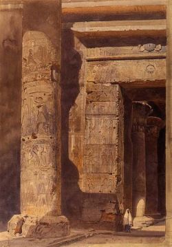 ancient-egypts-secrets:  An Entranceway at Karnak, Egypt  Carl Friedrich Heinrich Werner (1808–1894)   Imagine in it&rsquo;s heyday. &hellip;#glory