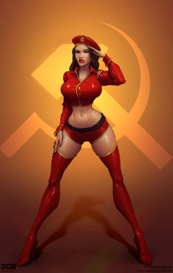 barretxiii:  Walk in commission for novakid750.Natasha from Command &amp; Conquer Red Alert, delivering a patriotic salute!Please consider supporting me through Patreon, Gumroad, etc. ^_^Links for Patreon, Print shop, and others can be found HERE.