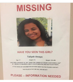 nalstrodamus:  afro-latino:  diasporaafro:  Taliyah Amaya, a young woman of color from the South Bronx is MISSING. So many young girls and women have been going missing in the South Bronx like Maylin Reynoso. I know I have like no followers but please