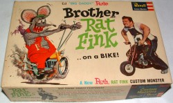 she-digs-rocknroll:  vintagetoyarchive:  REVELL: 1964 Ed ‘Big Daddy’ Roth BROTHER RAT FINK Bike Model Kit  omg 
