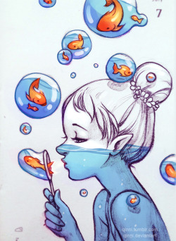 punkins-posts:  qinni:  Blowing bubbles  daily sketch for July 7th. A concept I’m really happy with; i’ll probably paint it digitally one day too :).  on dA | Insta | Tumblr | Facebook  This is amazing! 😍👍🏻 