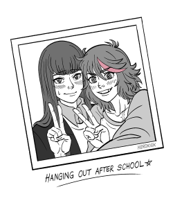 herokick:Just two ordinary (?) college students taking a selfie together~ (Satsuki automatically turns red in these spontaneous photos! &gt;////&lt; But at least she doesn’t look so formal anymore~)Continued from ☆ and ☆.   &lt;3 &lt;3 &lt;3