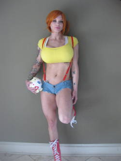 waffle-haus:  mhzombies:  waffle-haus:  Misty Cosplay from Akon 2013  Your Legs are getting bigger!!  Actually they have gotten significantly smaller since this pic was taken several months ago. I was at about 16% bodyfat here and am now currently at
