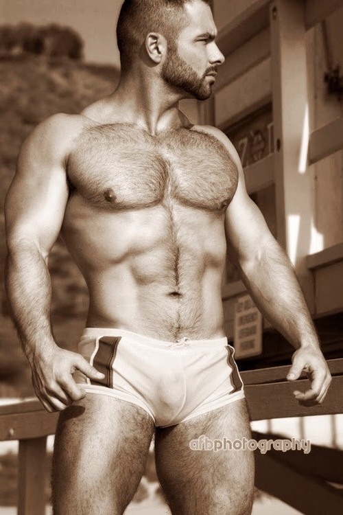 Daddy hairy chest on the beach