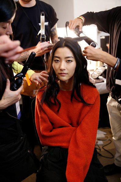 Park Ji Hye at Marchesa SS15 backstage