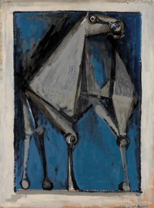 arsvitaest:  Marino Marini, Cavallo (Horse), 1952, paint on paper mounted on panel
