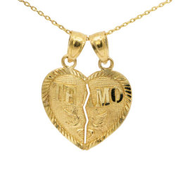 thegolddig:  14k Yellow Gold Te Amo Heart Necklace (more information, more gold) 