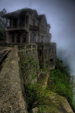  Abandoned (Haunted) Hotel in Colombia The Hotel del Salto is located near Tequendama Falls on the Bogotá River in Colombia. It was opened in 1924 and shut its doors in the 1990′s. The hotel’s Gothic design is perfectly enhanced by a river and waterfall.