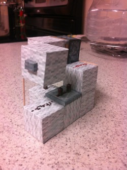 papercrafts-and-stuff:  T-Flip Flop A redstone logic gate. Basically, it makes a button act like a lever. 