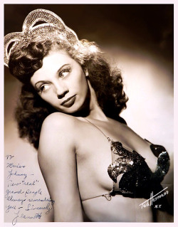        Jeanette Leffler        Vintage 40’s-era promo photo personalized: “To Marie &amp; Johnny — Two &ldquo;real&rdquo; grand people.. Always remembering you.  — Sincerely,  Jeanette”       
