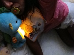 My stomach really hurts, but teddy and my seahorse are with me :3
