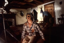 blood-horror-n-gore:The Evil Dead (1981)Some footage had to be shot or reshot after the initial location shooting in Tennessee. Because of this actor Richard DeManincor has a noticeably shorter hair style and a slightly different plaid shirt at times.