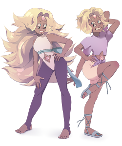 zircontulip:  I thought it might be fun to see what Rainbow Quartz would look like with Pearl´s current outfit and fused with Steven. Personally, I think a fusion between Steven and Pearl would be less stable and compatible than Rose was with Pearl so