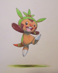 cadellharlequin:  PokeLOVE Week!  Day 6: Favorite Starter.  Chespin.  Made with pen and colored pencil. 