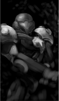 alpacantata:  Herp derp, gray scale study after everyone’s favorite intergalactic bounty hunter Samus Aran of Nintendu 64. Derived from http://tinyurl.com/pfzzto8 Btw your guys’ tag comments on Maki’s hiccups are hilarious lol. Will continue it