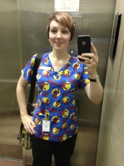 ashleythemagicdragon:  Thanks to a good friend of mine, I finally own a Spiderman scrub top!! 