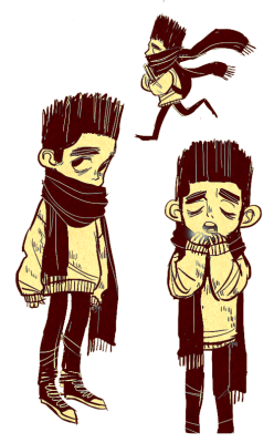 nyoncat:  I got the Art of Paranorman book &amp; one of the concept art Normans had this rad look I just had to doodle it. Also it’s really cold these days. And…Also this is transparent
