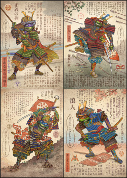 pixalry:  Teenage Mutant Samurai Turtles Postcard Set - Created by Chet PhillipsAvailable for sale at his Etsy Shop. More info here.