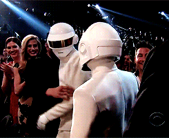 gayplanets:  Daft Punk share an emotional hug after winning Album of the Year 