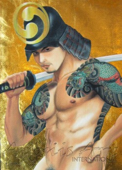 &ldquo;Secret of the Samurai&rdquo; series by Japanese artistÂ Kenya Shimizu, watercolor &amp; gold leaf on heavy paper