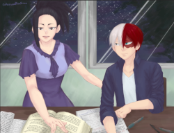 suitcasesoffeathers:MERRY CHRISTMAS!!! A gift for @todorokiprotectionsquad for the @boku-no-secret-santa event! A Todomomo University AU where Todoroki “needs help studying,” if you know what I mean ;) lol I really hope you like it!! And thank you