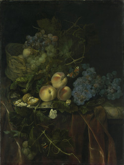 thisblueboy: Willem van Aelst, Delft 1627 - 1683 Amsterdam, Still life with fruit, mouse and butterflies, 1683, Gemaeldegalerie Alte Meister, Museumslandschaft Hessen Kassel  lecker