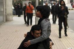 kitaab-e-dil:schizophrenic-jim:An Egyptian activist Shaimaa El Sabbagh’ been shot dead by the police, down town, Cairo on Saturday. while her husband trying to hold her before falling down. P.s the husband had been arrested. The saddest picture in the