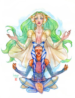 lorna-ka:Ahsoka and the Daughter,  commissioned by @studaslop (: I had such a blast working on this, thank you for commissioning! 