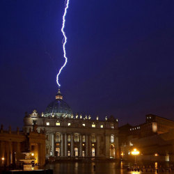Interesting &hellip; Lighting struck the dome of the Basilica of St. Peter’s in the Vatican on 12 February 2013, the same day that Pope Benedict XVI announced his resignation (from Telegraph.co.uk)