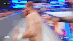 mith-gifs-wrestling:  I appreciate both Sami getting to celebrate his awesome moonsault–and the considerate cameraperson zooming in on Sami’s boot in Randy’s face.