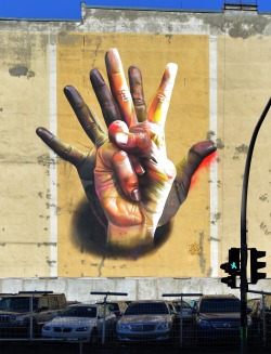 not&ndash;banksy:   Case recently stopped by the city of Berlin where he spent a few days working on this massive new piece.