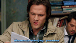 shadows-of-a-fallen-angel:  fidefortitude:  And here you see the episode in which Sam and Dean criticise Supernatural’s writing while pretending to be Jared and Jensen while Misha Collins tweets about them before he starts crying and gets stabbed to
