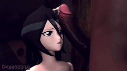 ponkosfm: Frotting Rukia’s Face  A patron request!  It’s a bit of a flawed model. If you make her blink, it causes one of her cheeks to swell up for no reason. Shame, a lot of people seem to like her.  Gfy  Chocolate: https://gfycat.com/CompleteVillainous