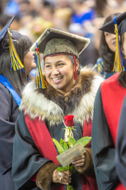 selchieproductions:  uafairbanks:  Graduation regalia.  I mean, when you’re sharing a picture of Marjorie Tahbone (Iñupiaq) who not only was Miss Indian World back in 2012, but who is also one of the foremost revivors of traditional Inuit needle stitch