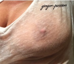 ginger-passion:  hot-soccermom: White T to start the weekend.  @ginger-passion showing a little see through nipple. You’d jump at the chance to taste it, wouldn’t you? 💋 Thanks @hot-soccermom. 