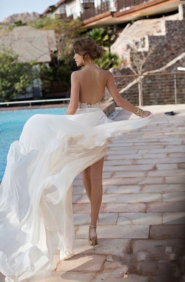 Ivory halter wedding dresses