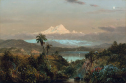 humanoidhistory:  Cayambe, 1858, Frederic Edwin Church, courtesy of the Boston Museum of Fine Arts. Fun fact: Cayambe is a volcano located in the Cordillera Central, a range of the Ecuadorian Andes, located about 70 km (43 mi) northeast of Quito.