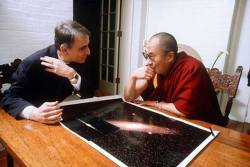 dirrtyflowerchild:   Carl Sagan and the Dalai Lama, talking about the Universe.  two of the greatest minds, I would love to hear this conversation  
