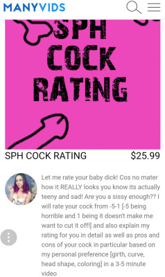 Get your SPH Cock Rating on ManyVids HERE