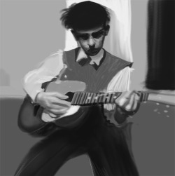 tonyrodriguezillustrator:  &lsquo;Lonnie Donegan&rsquo; (King of Skiffle) Trying out the new brushes I recently acquired. First time blending something in months.  I LOVE it Tony. Excellent. 